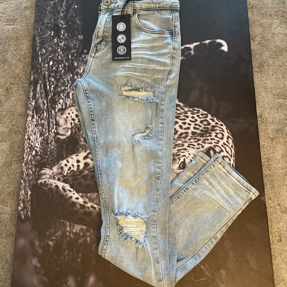 SERENEDE RIPPED STYLE SKINNY STRETCH FIT JEANS